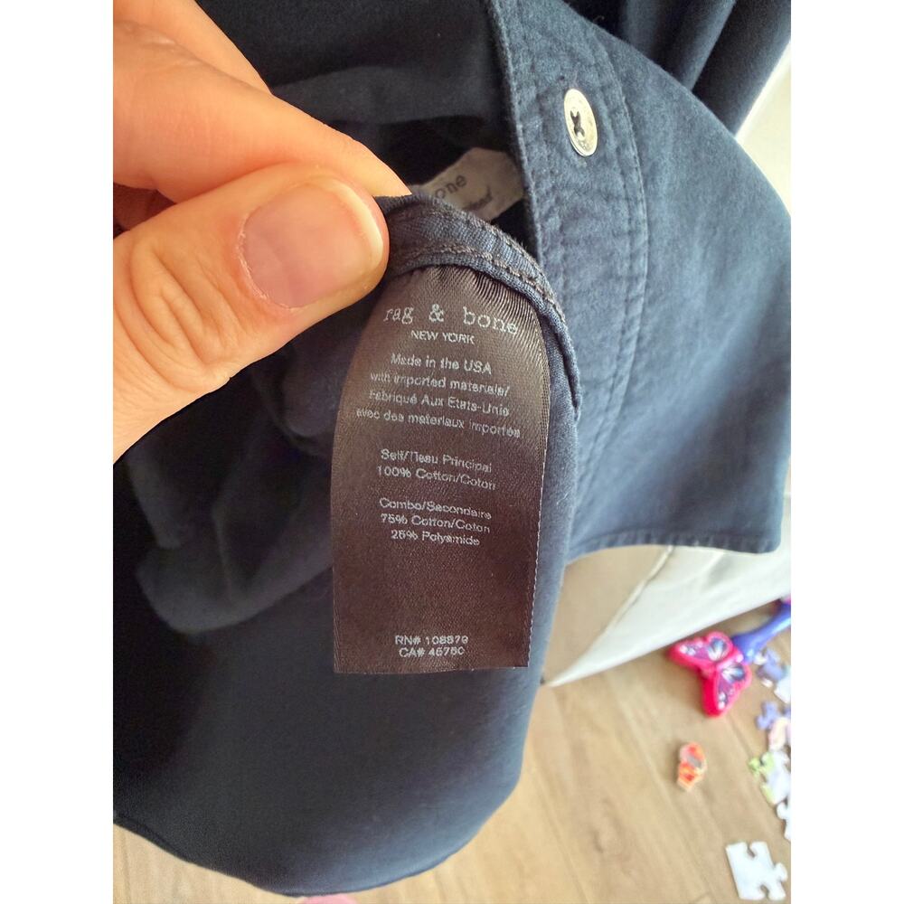 Rag & Bone Men’s Button Down Navy Shirt Size L - Picture 7 of 13
